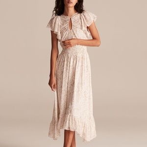 Rebecca Taylor Zadie Smocked Floral Metallic Dress